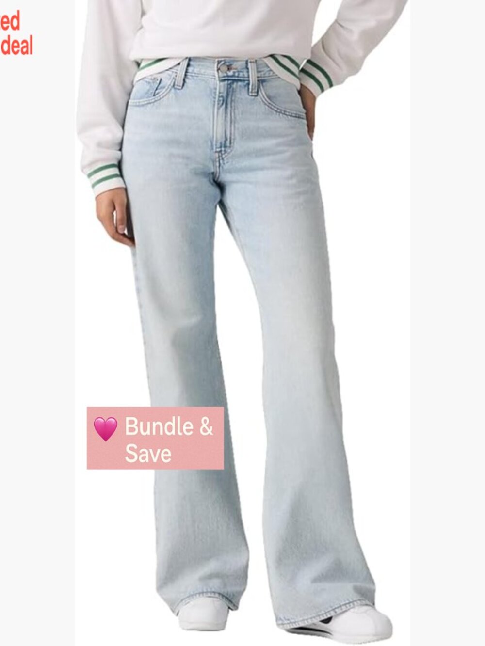 Middy Loose Boot Jeans, Wide Leg, Mid Rise, 31" Inseam, Cotton